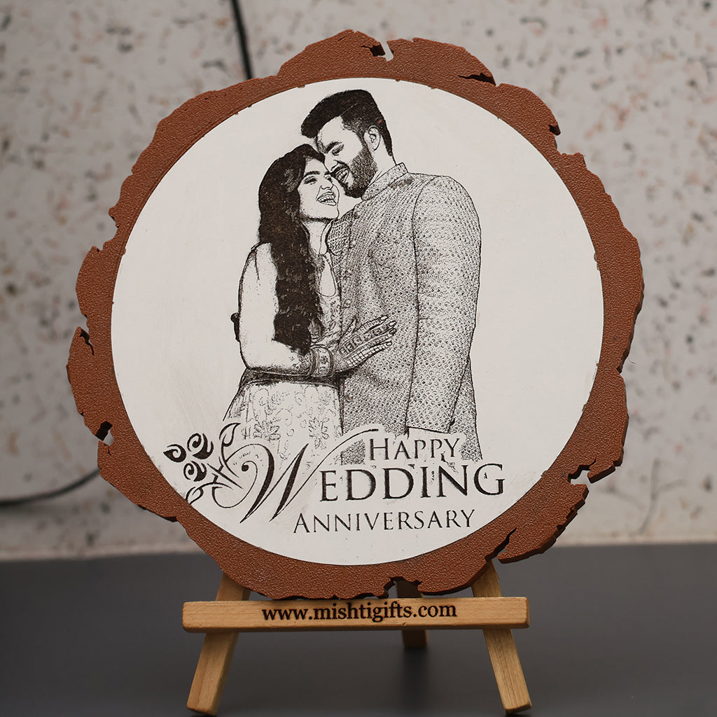 Artificial Wooden Engraved Plaque with 3D printed bark for Love One