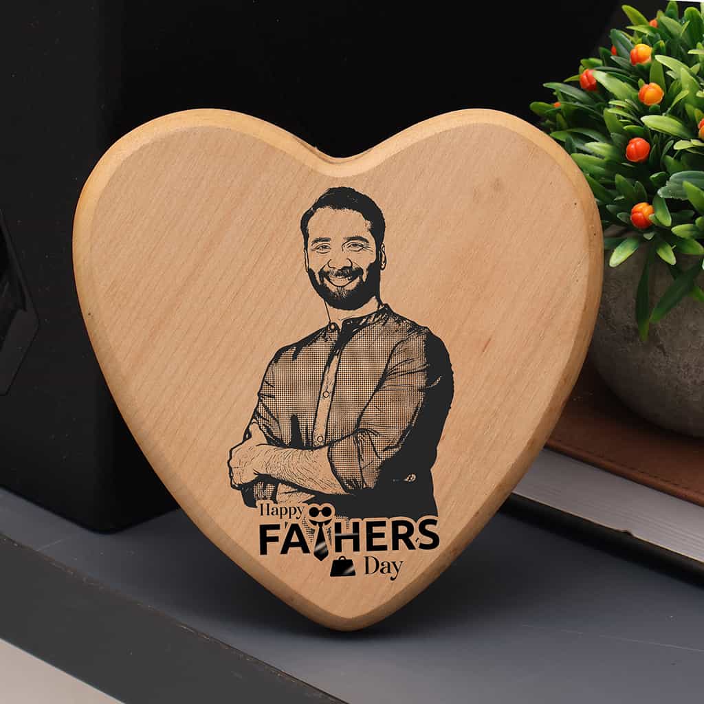 Father's Day special Heart Shape Wooden Engraved Photo Frame