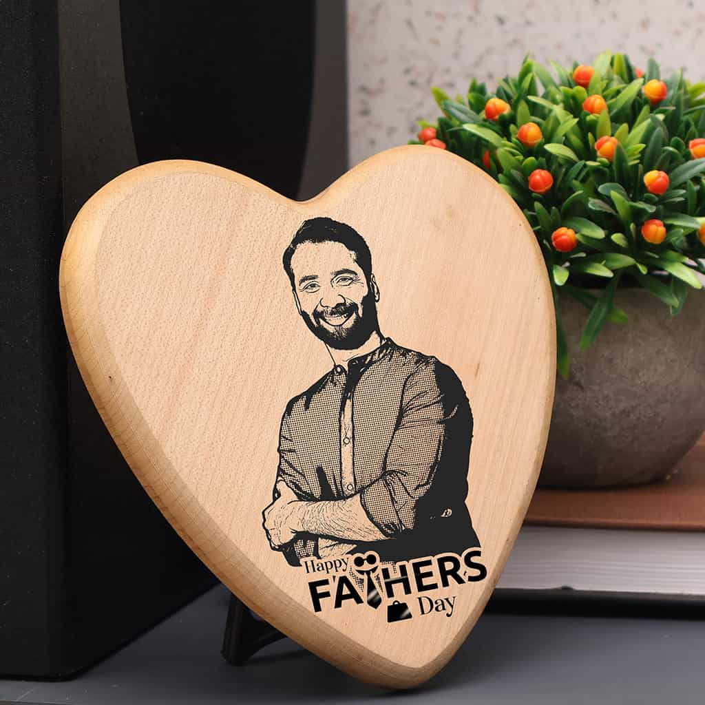 Father's Day special Heart Shape Wooden Engraved Photo Frame