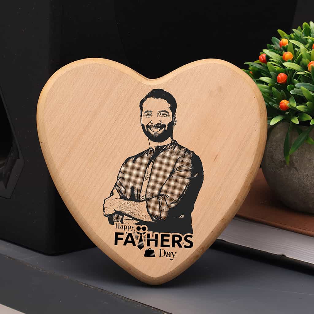 Father's Day special Heart Shape Wooden Engraved Photo Frame