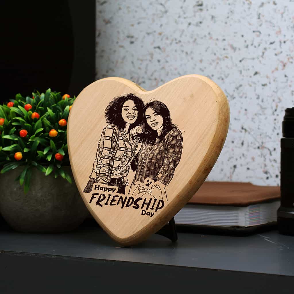 Friendship Day Heart Shape Wooden Photo Frame