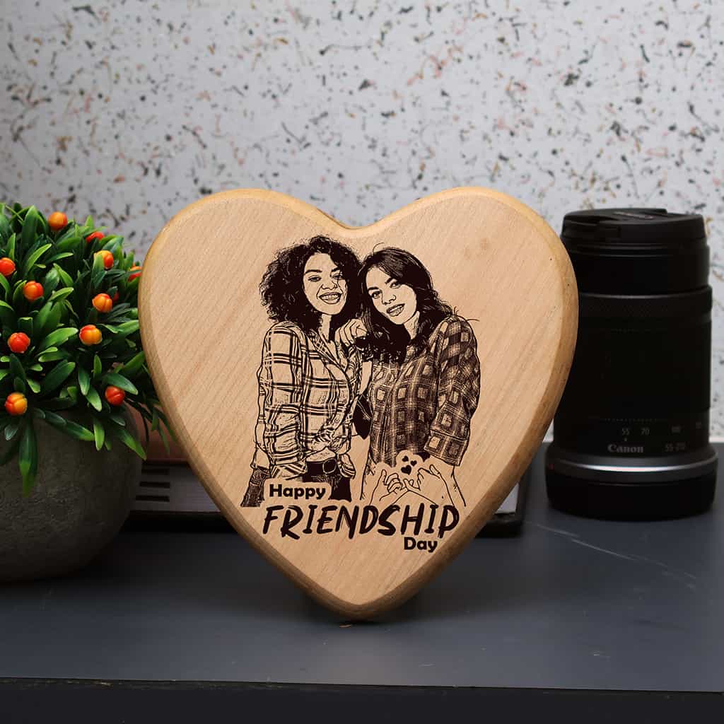 Friendship Day Heart Shape Wooden Photo Frame