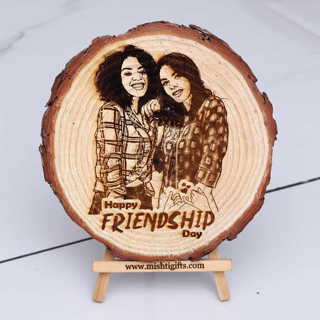 Friendship Day Himalayan Natural Wooden Slice Engraved Frame