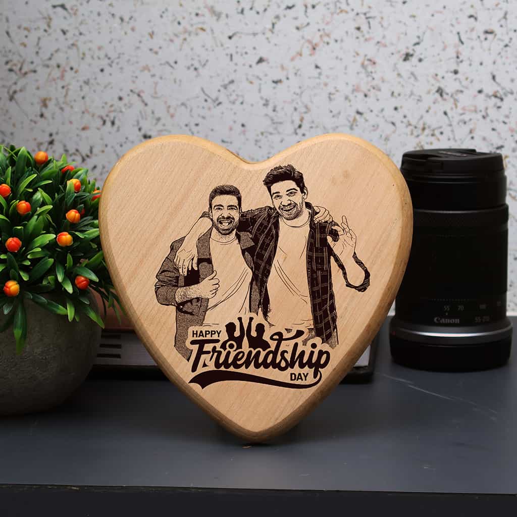 Heart Shape Wooden Photo Frame - Friendship Day