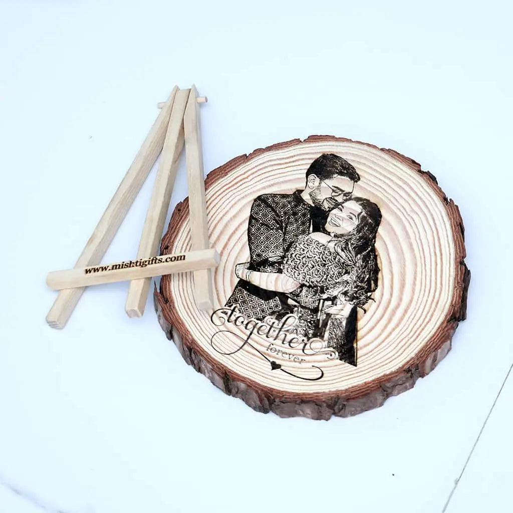 Himalayan Wooden Slice Photo Engraved Frame – Together Forever