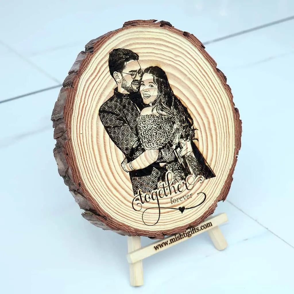 Himalayan Wooden Slice Photo Engraved Frame – Together Forever