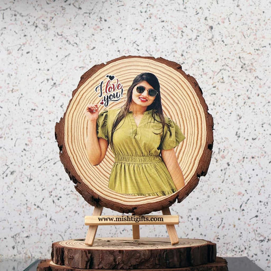 Himalayan Wooden Slice UV Photo Frame For Love