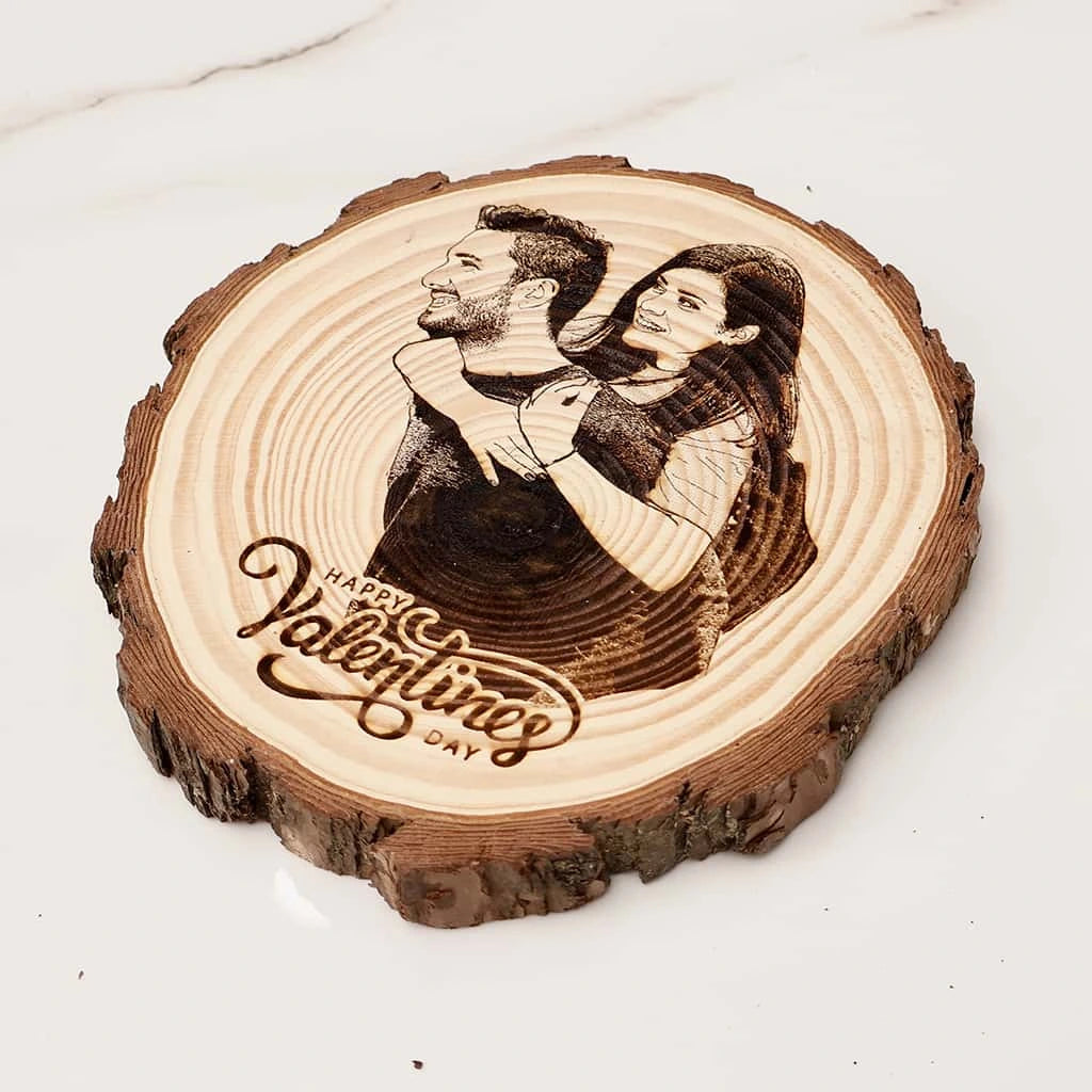Himalayan Wooden Slice Photo Frame - Valentine's Day