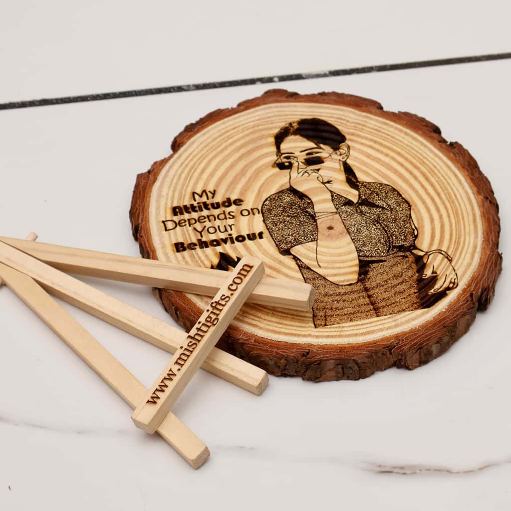 Himalayan Natural Wooden Slice Photo Engraved Frame