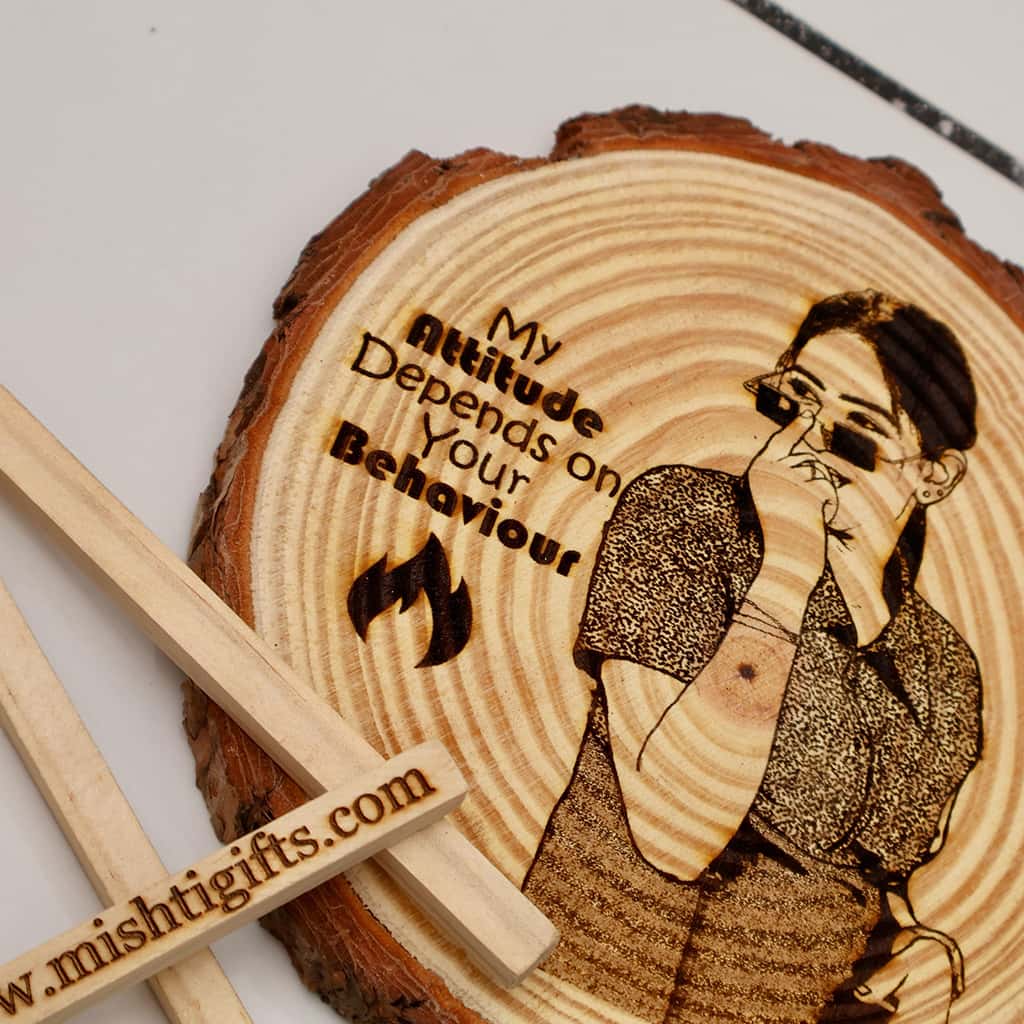 Himalayan Natural Wooden Slice Photo Engraved Frame