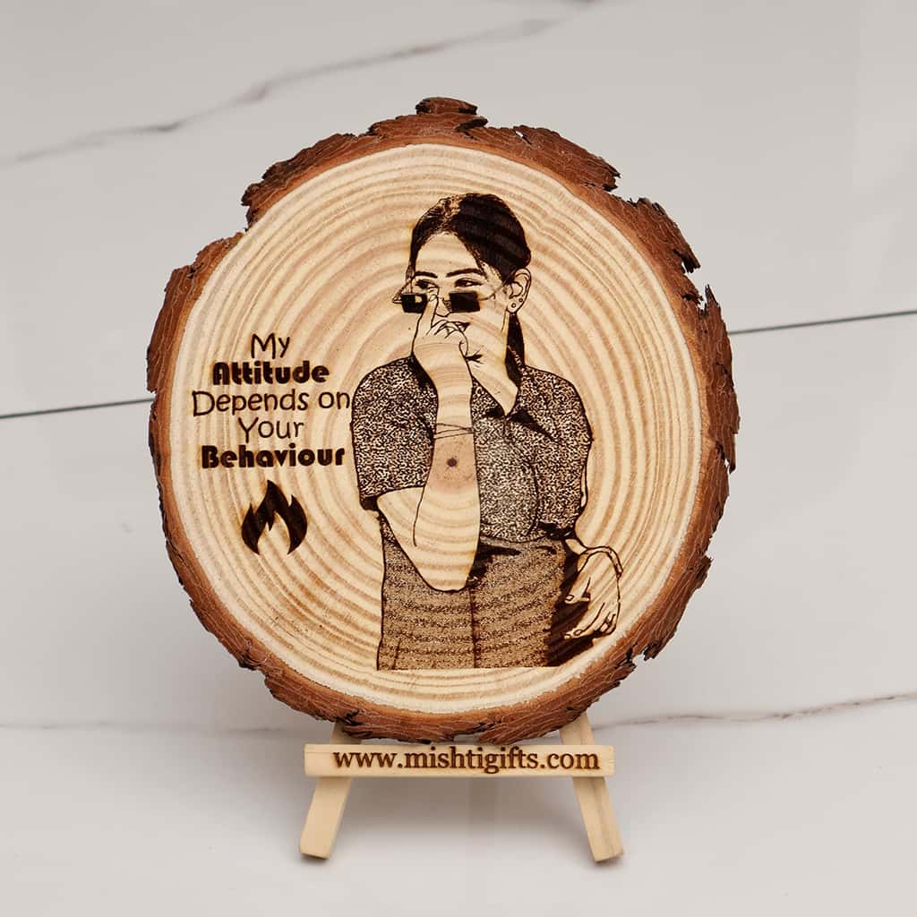 Himalayan Natural Wooden Slice Photo Engraved Frame