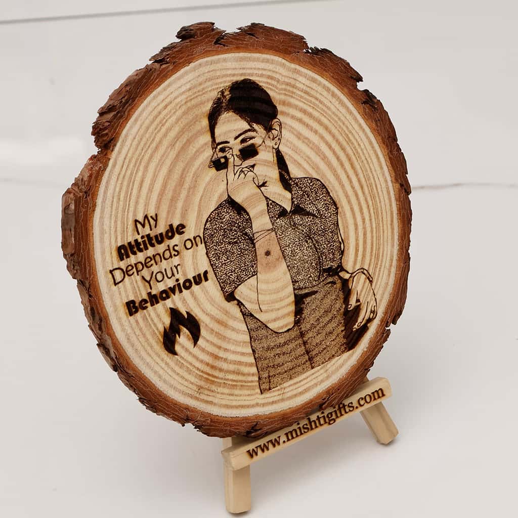 Himalayan Natural Wooden Slice Photo Engraved Frame