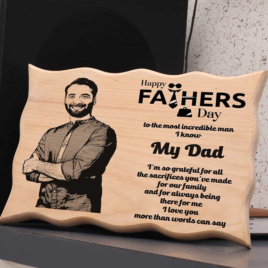 Wave Shape Wooden Engraved Photo Frame - Father's Day special
