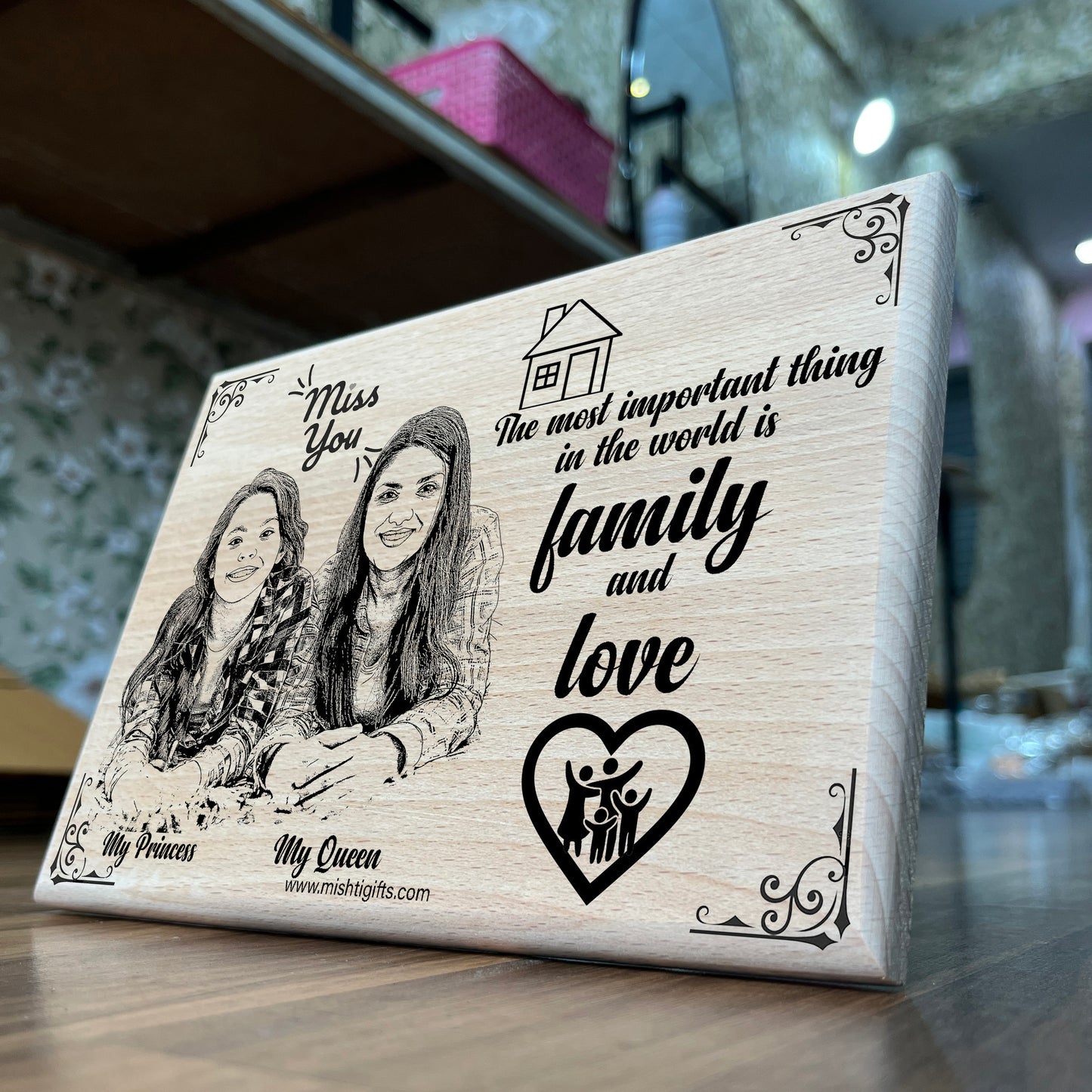 Aniversary Laser Engraved Wooden Frame