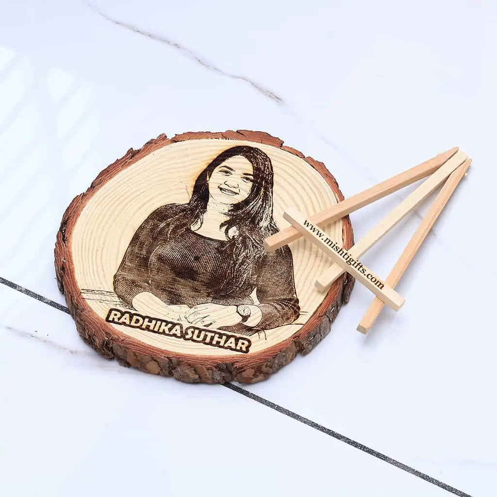 Himalayan Wooden Slice Photo Engraved Frame for love one