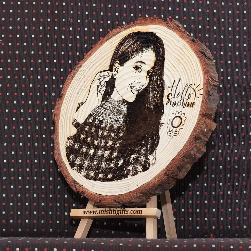 Himalayan Wooden Slice Photo Engraved Frame