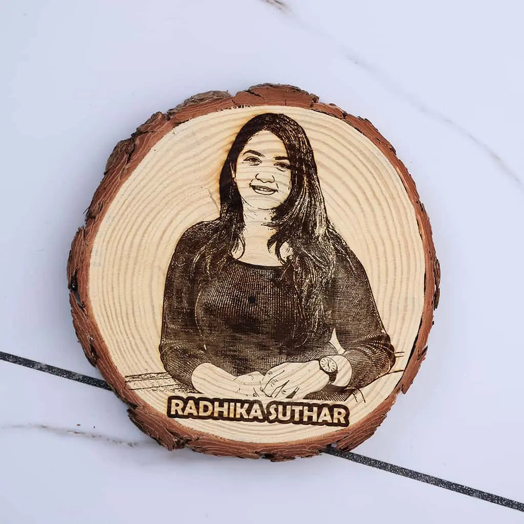 Himalayan Wooden Slice Photo Engraved Frame for love one
