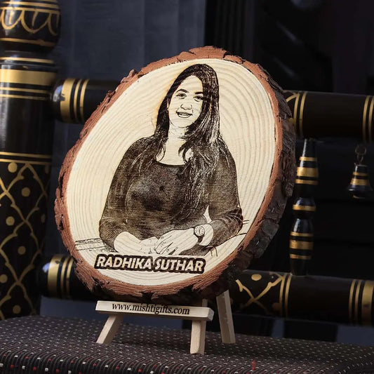 Himalayan Wooden Slice Photo Engraved Frame for love one