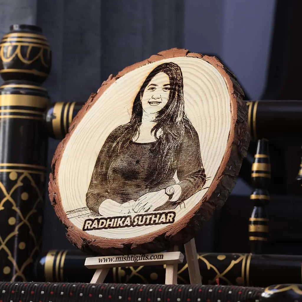 Himalayan Wooden Slice Photo Engraved Frame for love one