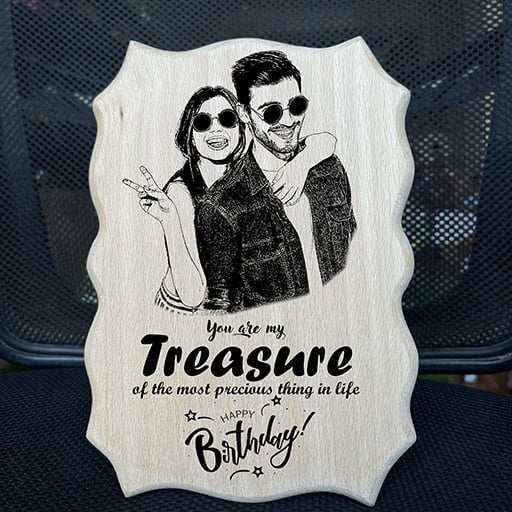 Laser Engraved Wooden Wave Shape Photo Frame