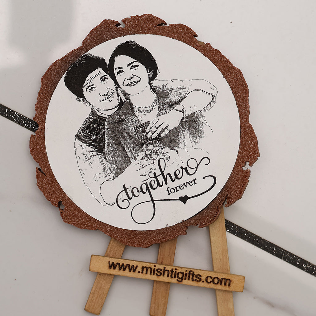 Artificial Wooden Engraved Plaque with 3D printed bark | Together Forever