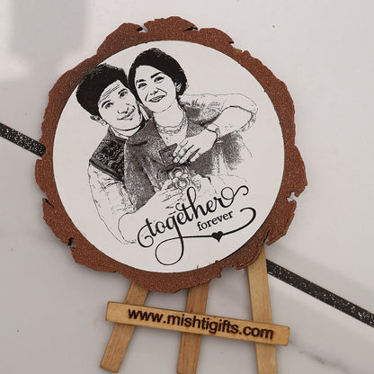 Artificial Wooden Engraved Plaque with 3D printed bark | Together Forever