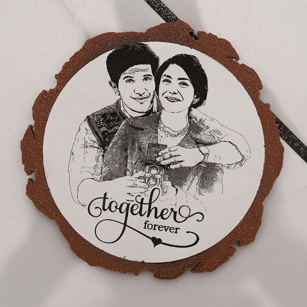 Artificial Wooden Engraved Plaque with 3D printed bark | Together Forever