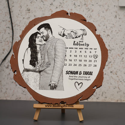 Artificial Wooden Engraved Plaque with 3D printed bark | Save the Date