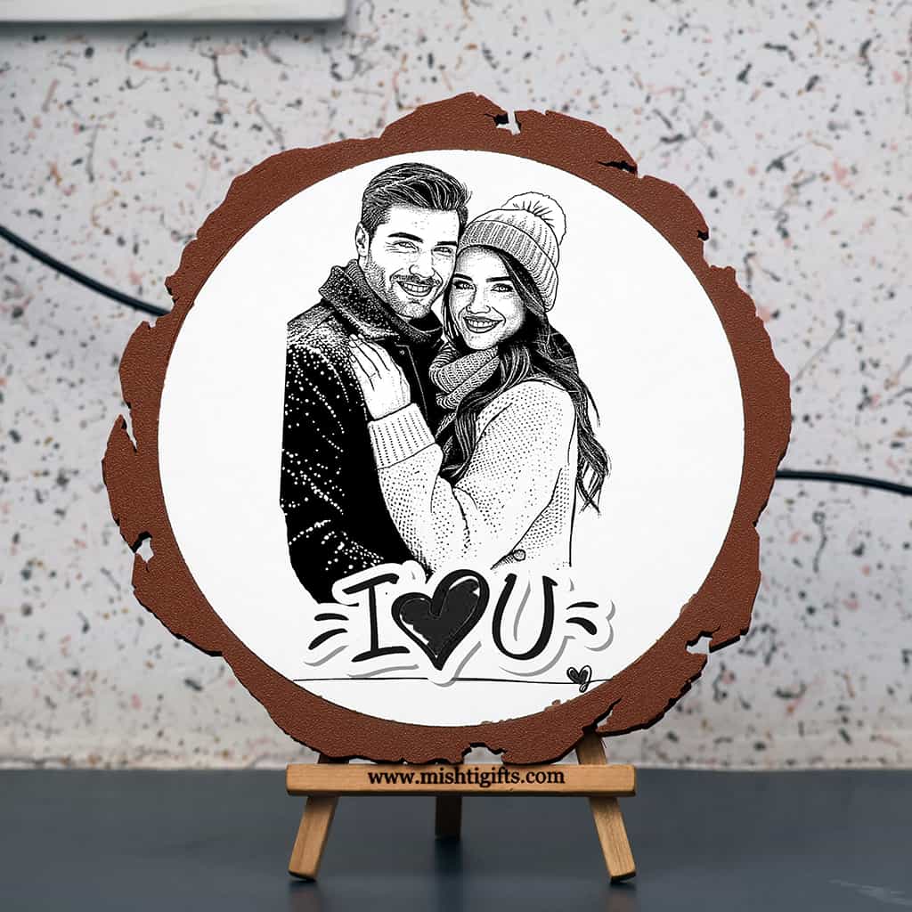 Artificial Wooden Engraved Plaque with 3D printed bark for Love One