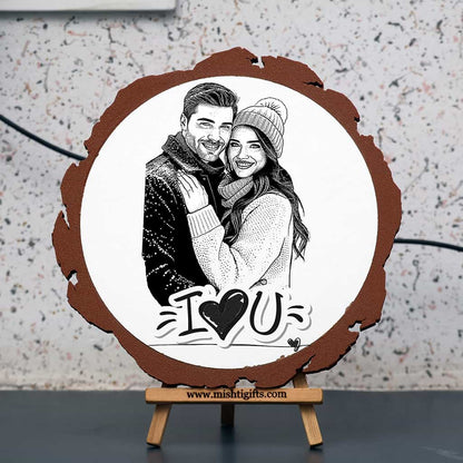 Artificial Wooden Engraved Plaque with 3D printed bark for Love One