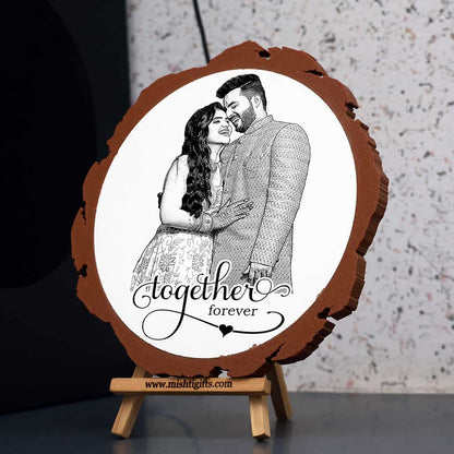 Artificial Wooden Engraved Plaque with 3D printed bark for Together Forever
