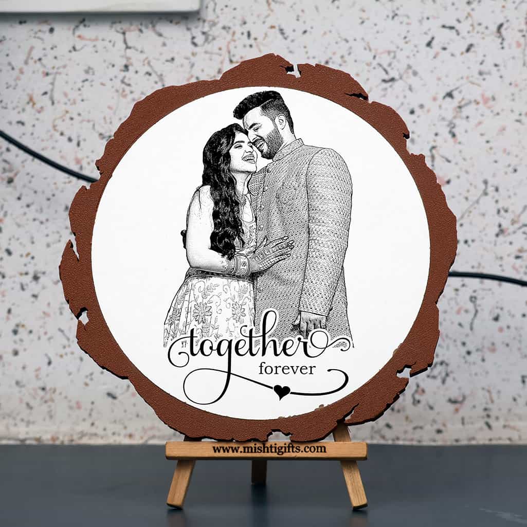 Artificial Wooden Engraved Plaque with 3D printed bark for Love One