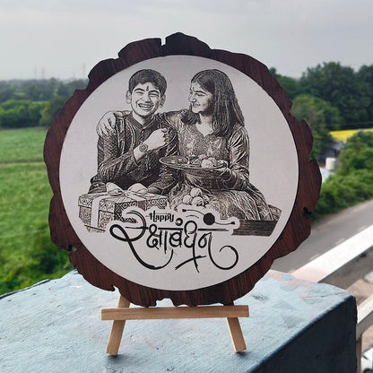 Artificial Wooden Plaque Engraved Photo Frame | RakshaBandhan