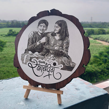 Artificial Wooden Plaque Engraved Photo Frame | RakshaBandhan