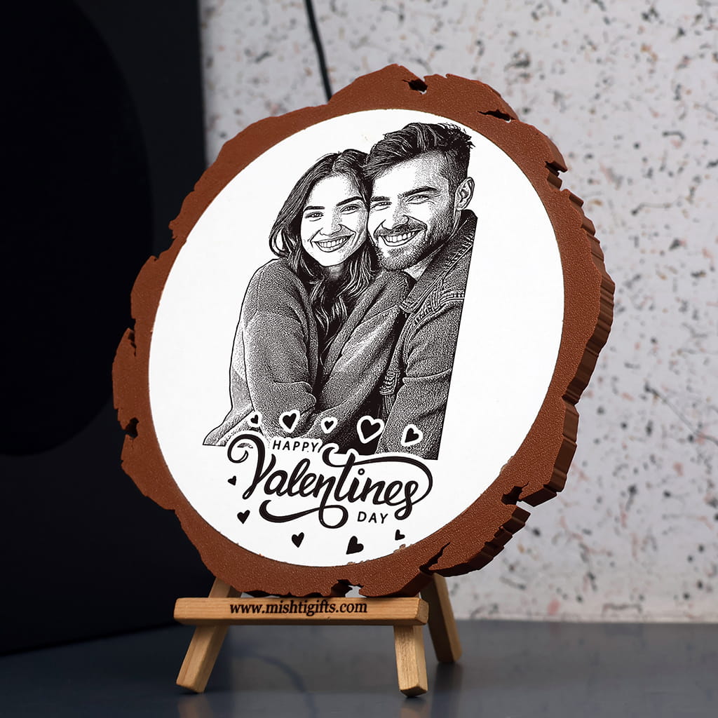Artificial Wooden Engraved Plaque with 3D printed bark | Valentine's day