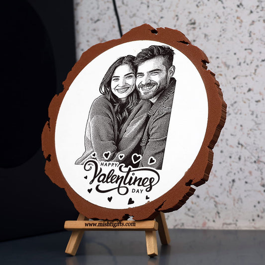 Artificial Wooden Engraved Plaque with 3D printed bark | Valentine's day