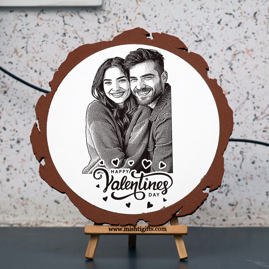 Artificial Wooden Engraved Plaque with 3D printed bark | Valentine's day