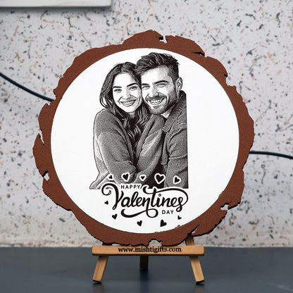 Artificial Wooden Engraved Plaque with 3D printed bark | Valentine's day