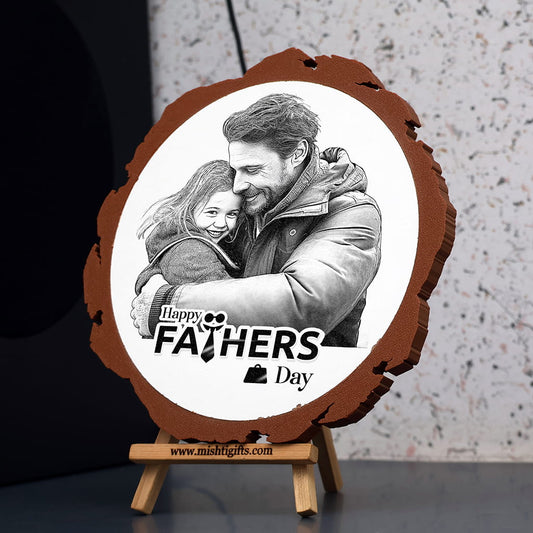 Artificial Wooden Engraved Plaque with 3D printed bark | Father's Day Special