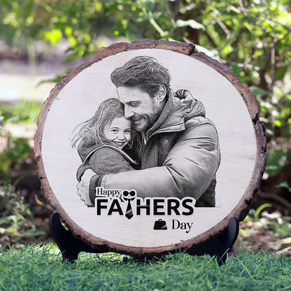 Natural Wooden Engraved Plaque with bark | Father's Day Special