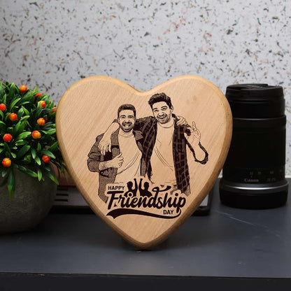Heart Shape Wooden Photo Frame - Friendship Day
