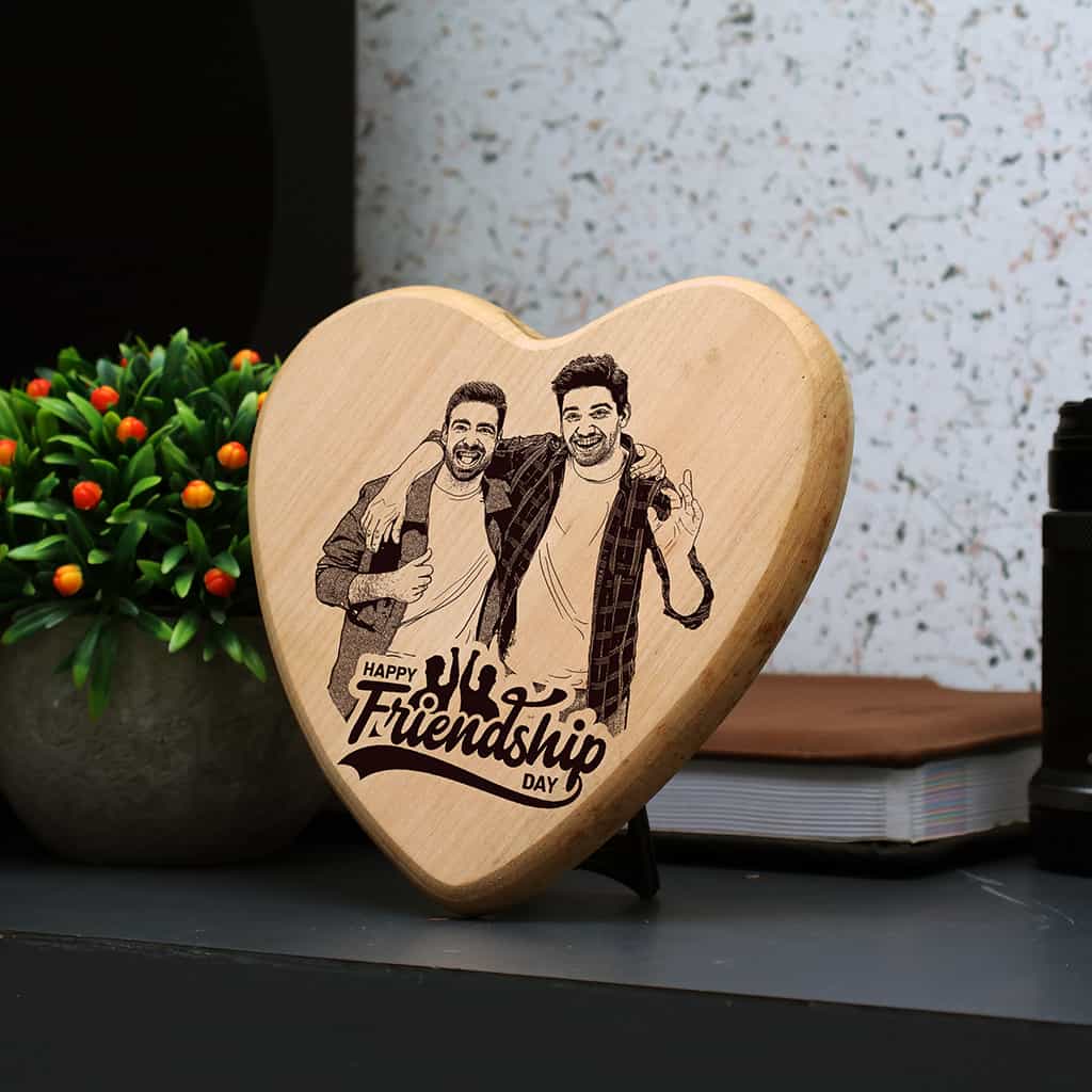Heart Shape Wooden Photo Frame - Friendship Day