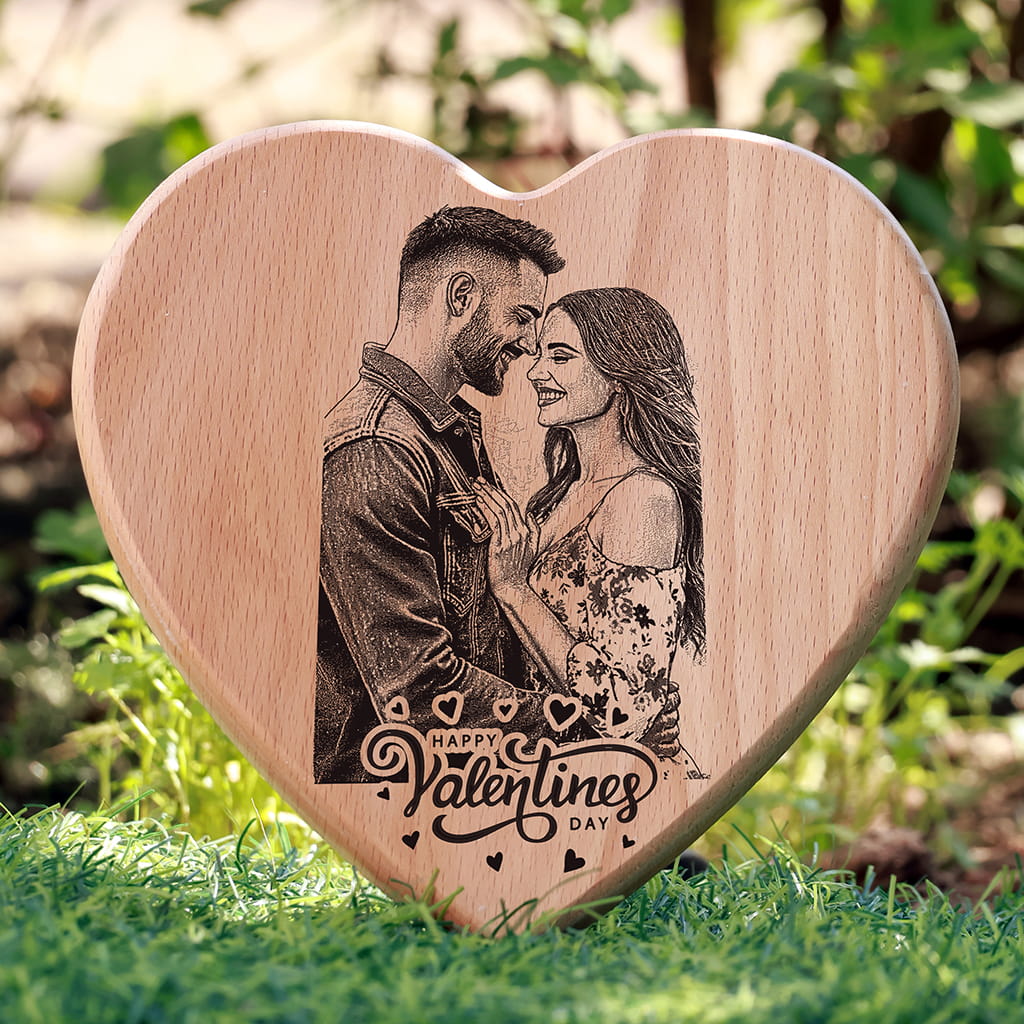 Heart Shape Wooden Photo Frame - Valentine's Day