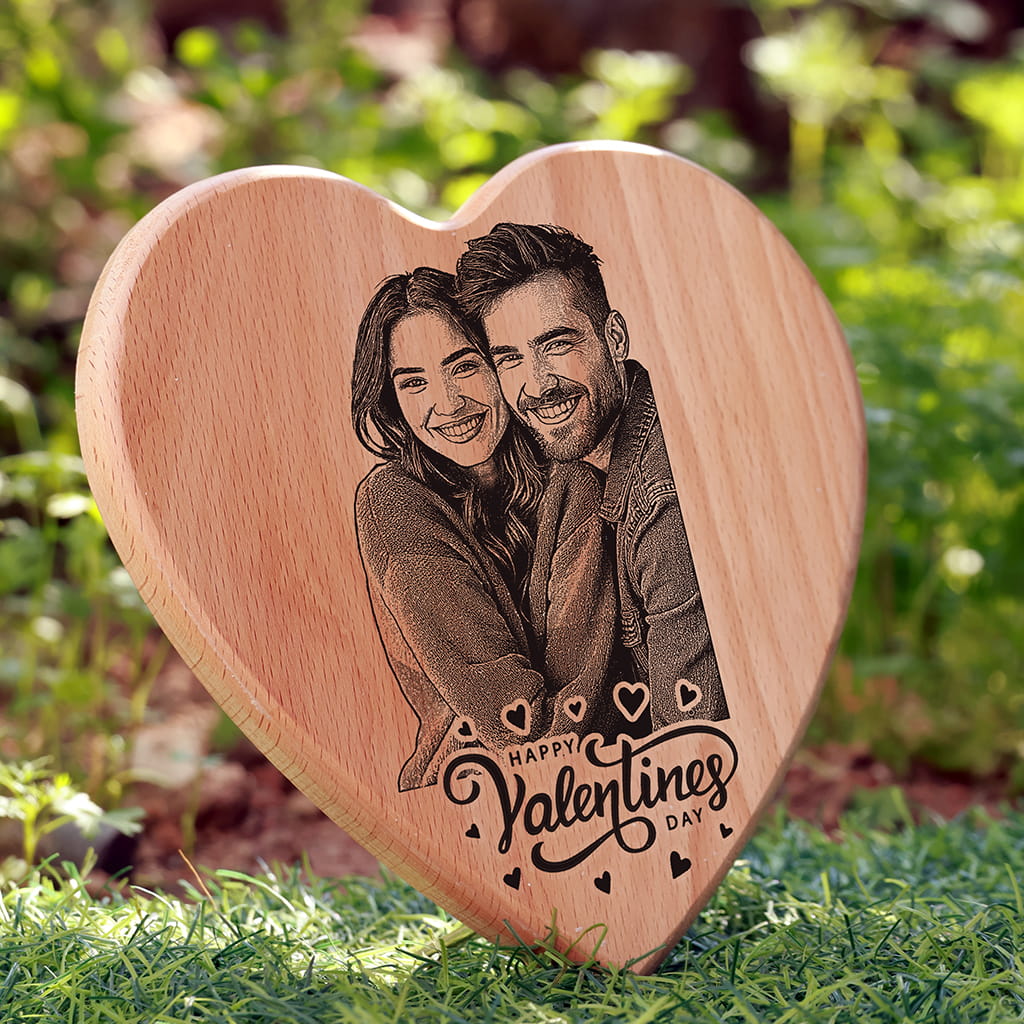 Heart Shape Wooden Photo Frame - Valentine's Day