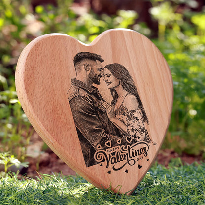Heart Shape Wooden Photo Frame - Valentine's Day