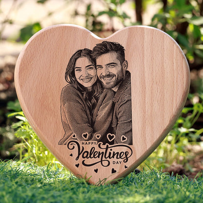 Heart Shape Wooden Photo Frame - Valentine's Day