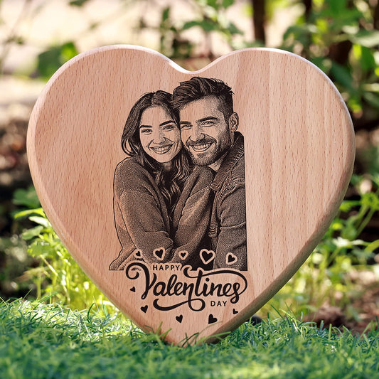 Heart Shape Wooden Photo Frame - Valentine's Day