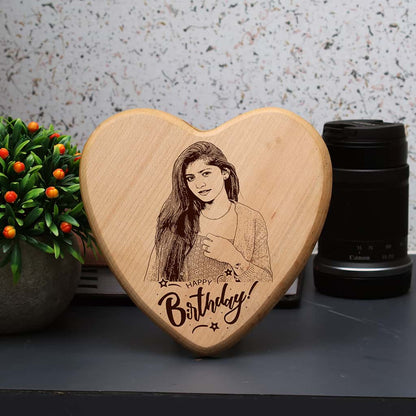 Heart Shapel wooden engraved photo frame | Happy Anniversary