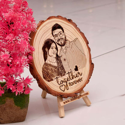 Himalayan Natural Wooden Slice Photo Engraved Frame | Togher Forever