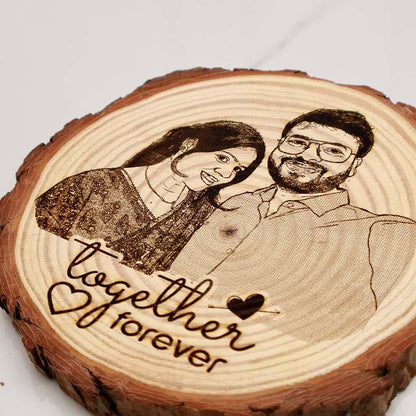 Himalayan Natural Wooden Slice Photo Engraved Frame | Togher Forever